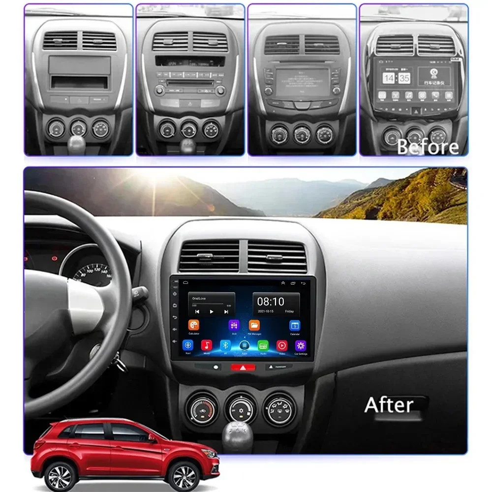 Android 13 4G CarPlay Car Radio For Mitsubishi ASX 1 2010 2011 - 2016 Multimedia Video Player GPS Navigation Stereo Auto DSP