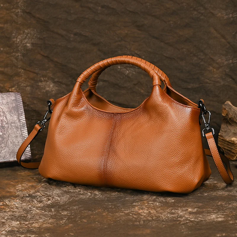 

New Women's Bag Retro Genuine Leather Bag Casual Women's Tote Bag Soft Bag Luxury Handbag Single Shoulder Crossbody Bag