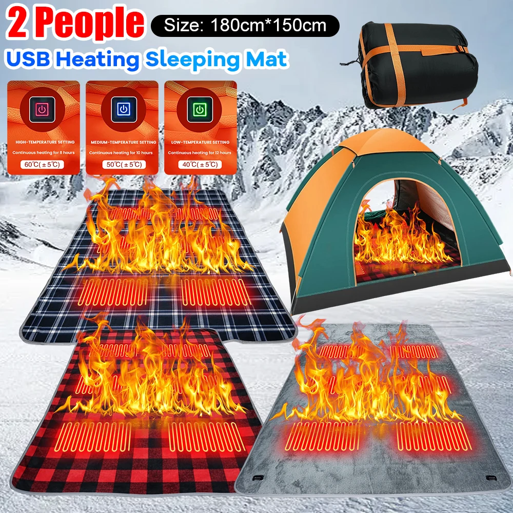 

Double USB Sleeping Electric Heating Pad 2 People Winter Outdoor Camping Heated Blanket Home Bed Thermal Mat Heating Mattress