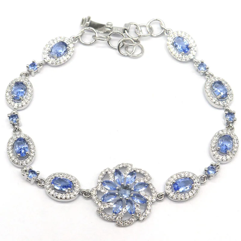 19x19 مللي متر متعدد الألوان الرودوليت العقيق البنفسجي تنزانيت الزبرجد لندن الأزرق توباز تشيكوسلوفاكيا المرأة الفضة سوار 7-7.5 بوصة #3