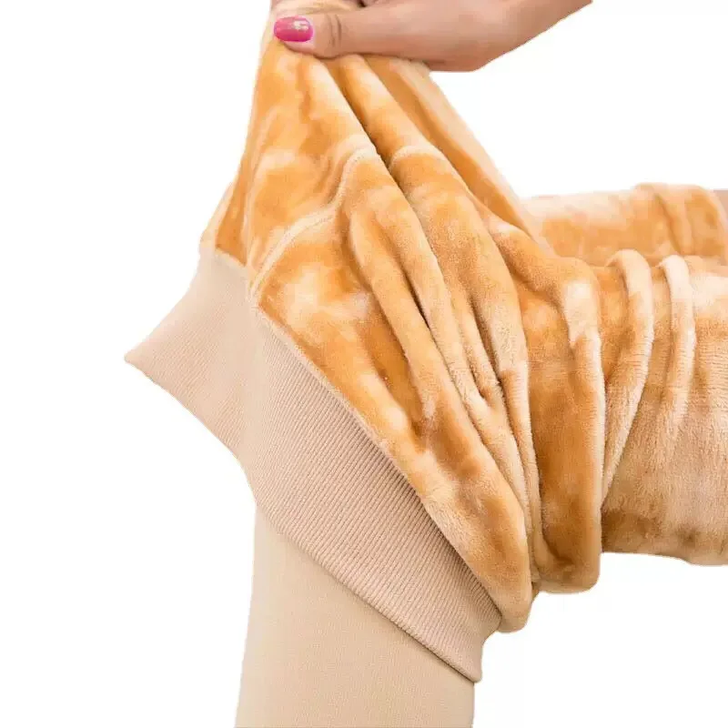 กางเกงเลกกิ้งบุขนหนานุ่ม อุ่นสบายสำหรับผู้หญิง เอวสูง ยืดหยุ่น กระชับรูปร่าง เหมาะสำหรับฤดูหนาว