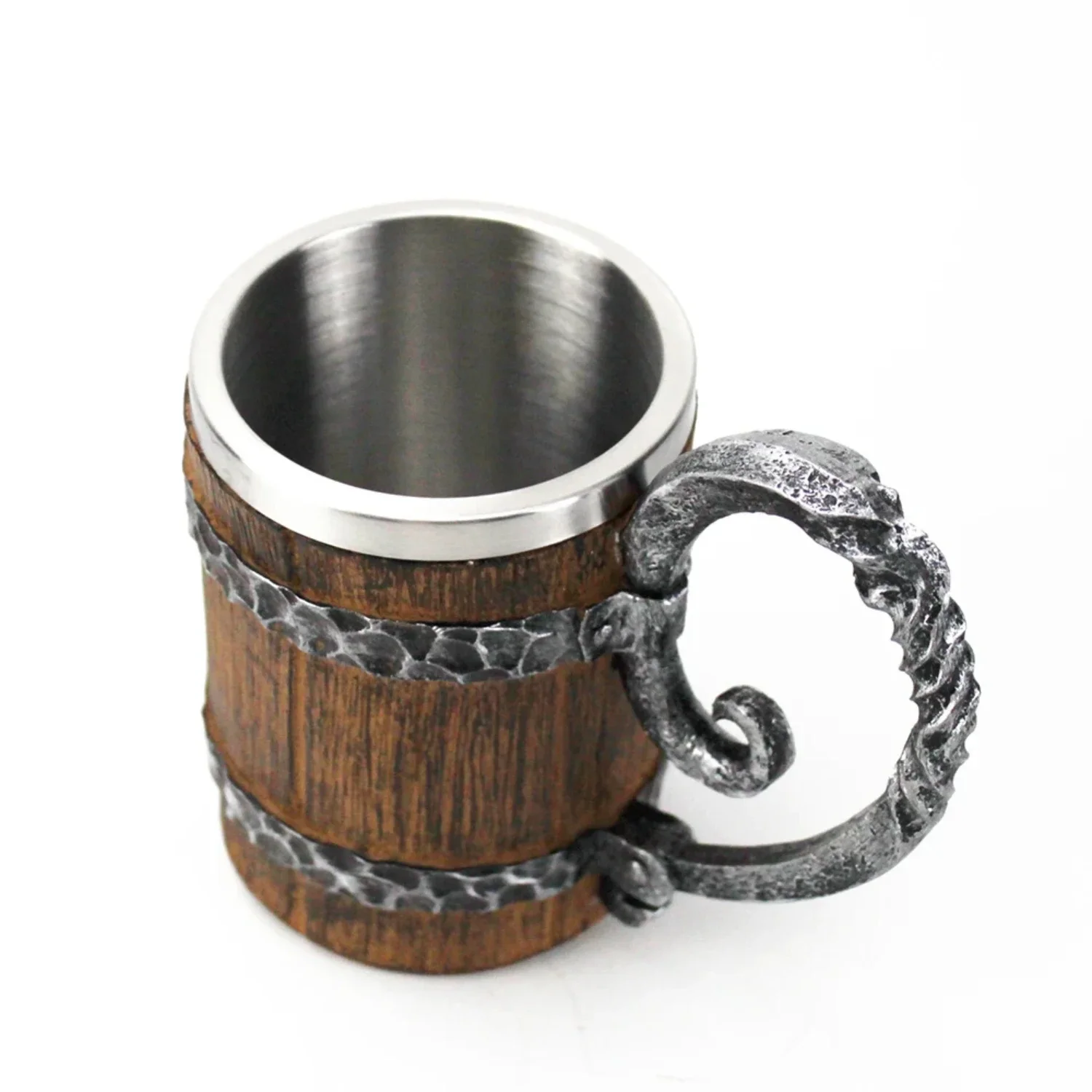 Tazas de jarra de madera y acero inoxidable de alta calidad para amantes de la cerveza sofisticada, disfruta de una experiencia de bebida elegante