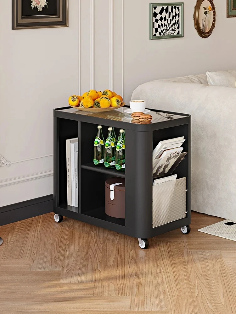 

French Mobile Sofa Side Cabinet Side Table Balcony Tea Cabinet Trolley Tea Table Bench Storage Cabinet