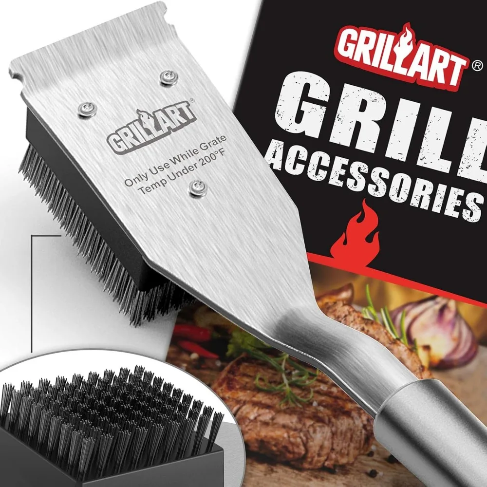 

GRILLART Grill Brush and Scraper, Wire BBQ Grill Brush for Outdoor Grill, 16.5” Grill Cleaning Brush BBQ Grill Accessories, Safe