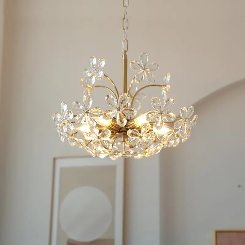Crystal chandelier, French retro cloakroom lamp, bedroom simple dining room c