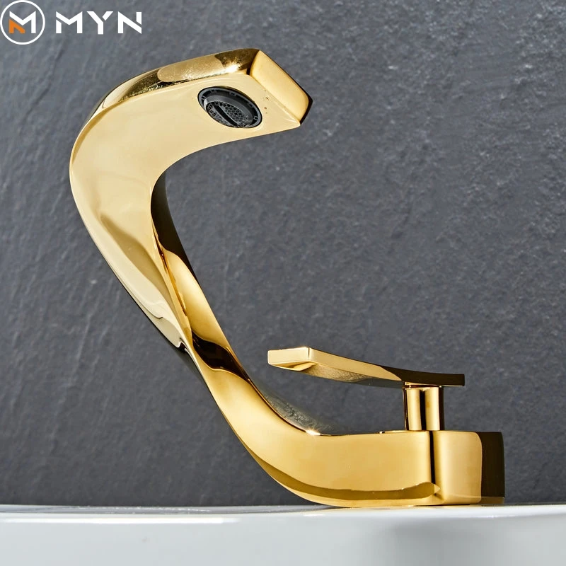 

Golden Polished Bathroom Vanity Faucet Single Handle Hot and Cold Water Mixier Basin Sink Faucet Torneira Banheiro