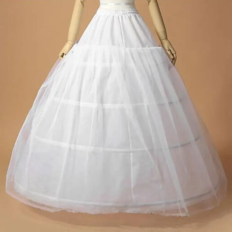 Y1UB Bride Bridal Wedding Dress Support Petticoat 3 Hoops 1-layer Yarn Skirt Women Co