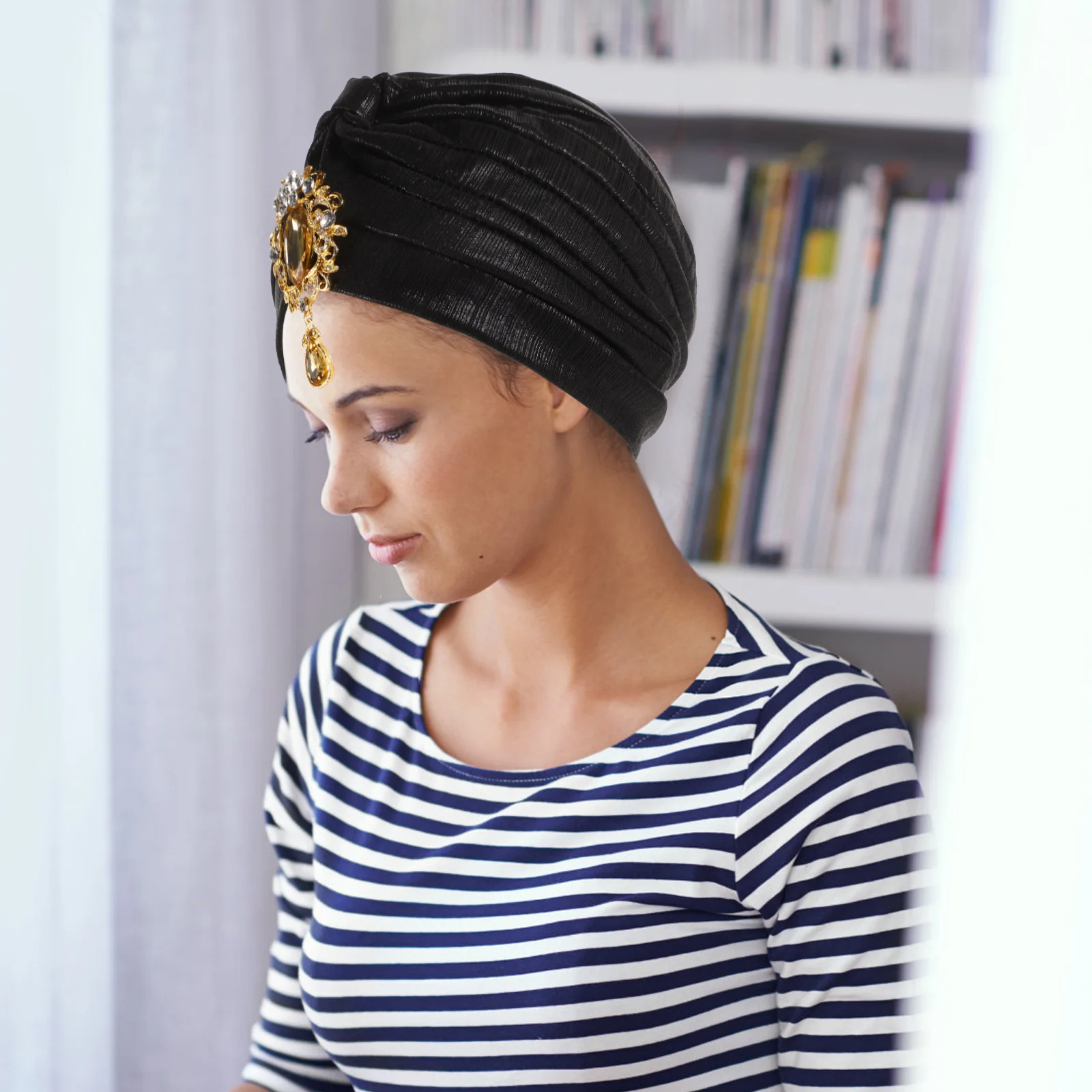 

Turban Hat Comfortable Hair Wrap African Hats Women Head Muslim Black Wraps Man
