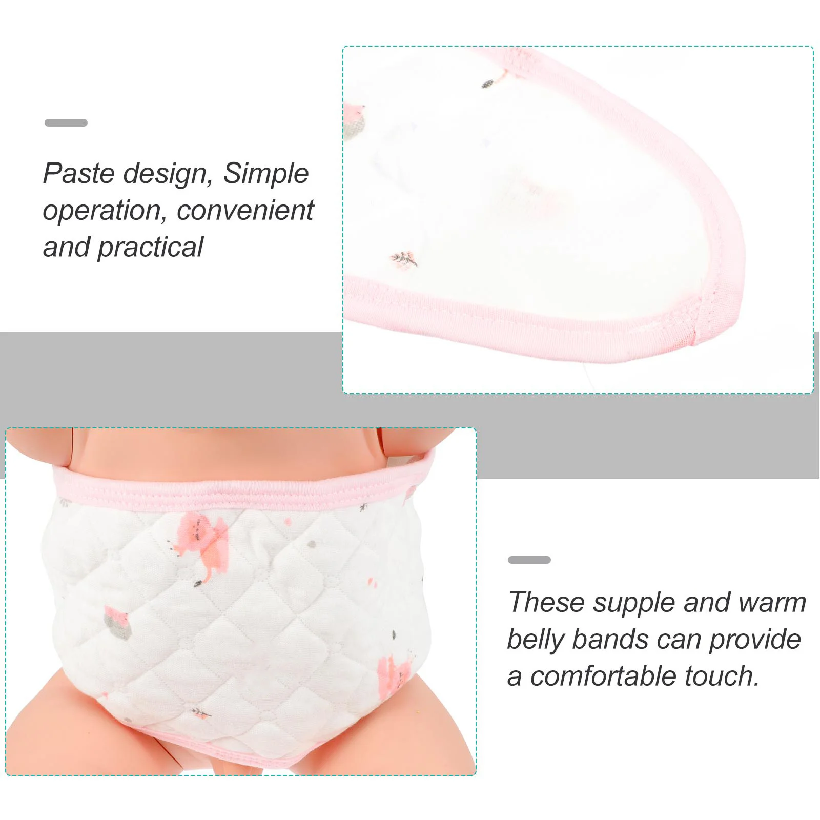 3 قطع من أربطة البطن القطنية المطبوعة الناعمة لحديثي الولادة وحماية السرة هدية مريحة ودافئة للبطن