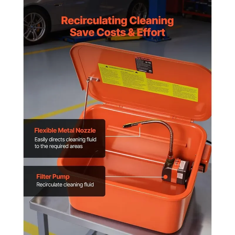 Parts Washer 5-Gallon, 3.5 Gallon Solvent Capacity, 0.4 Gallon per Minute Max Pump Output, Portable Steel Automotive Parts