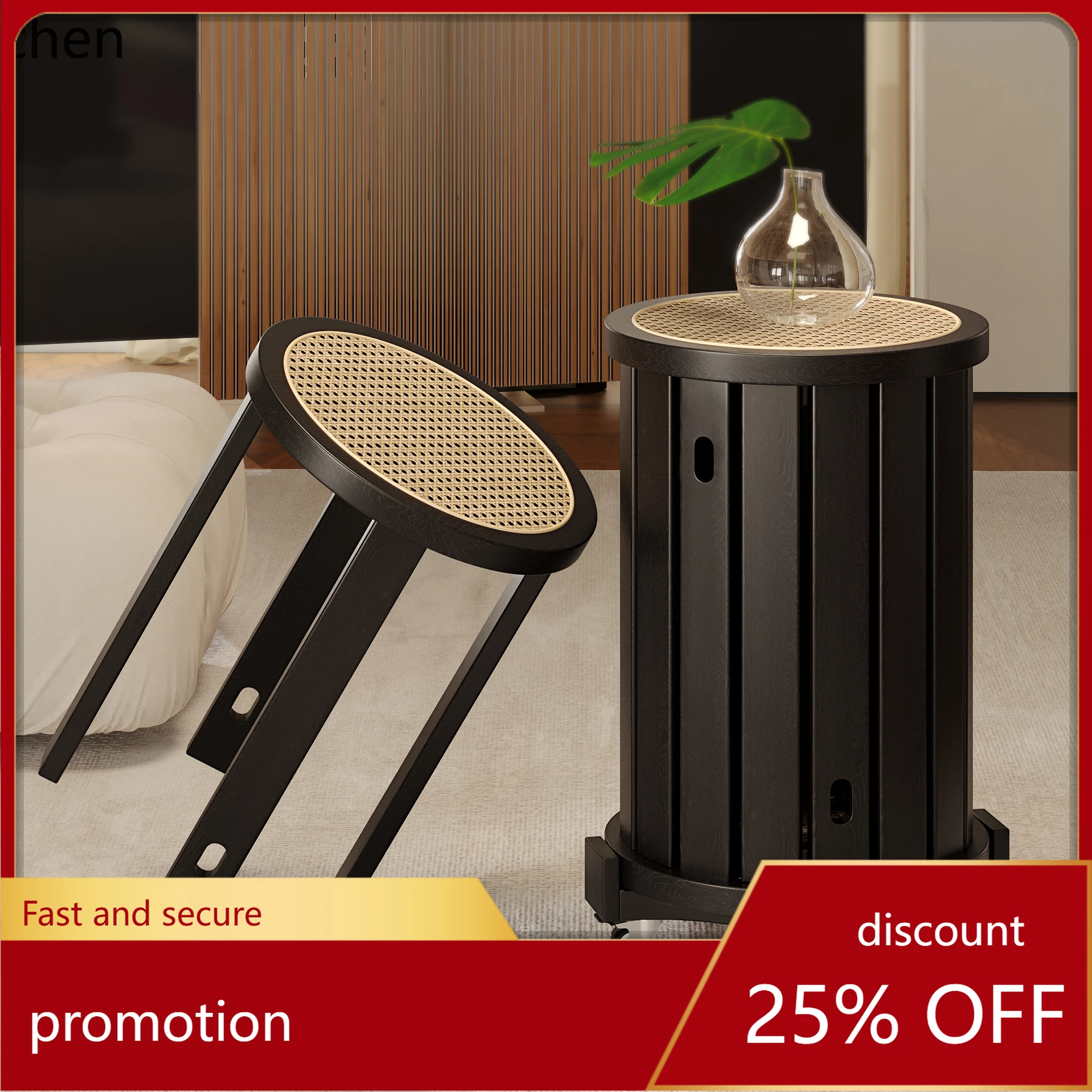 YFY Solid Wood Stool for Home Use,  , Spare Dining Table Stool, Creative Round Stool, Rattan Woven  Stool, Combination Stool