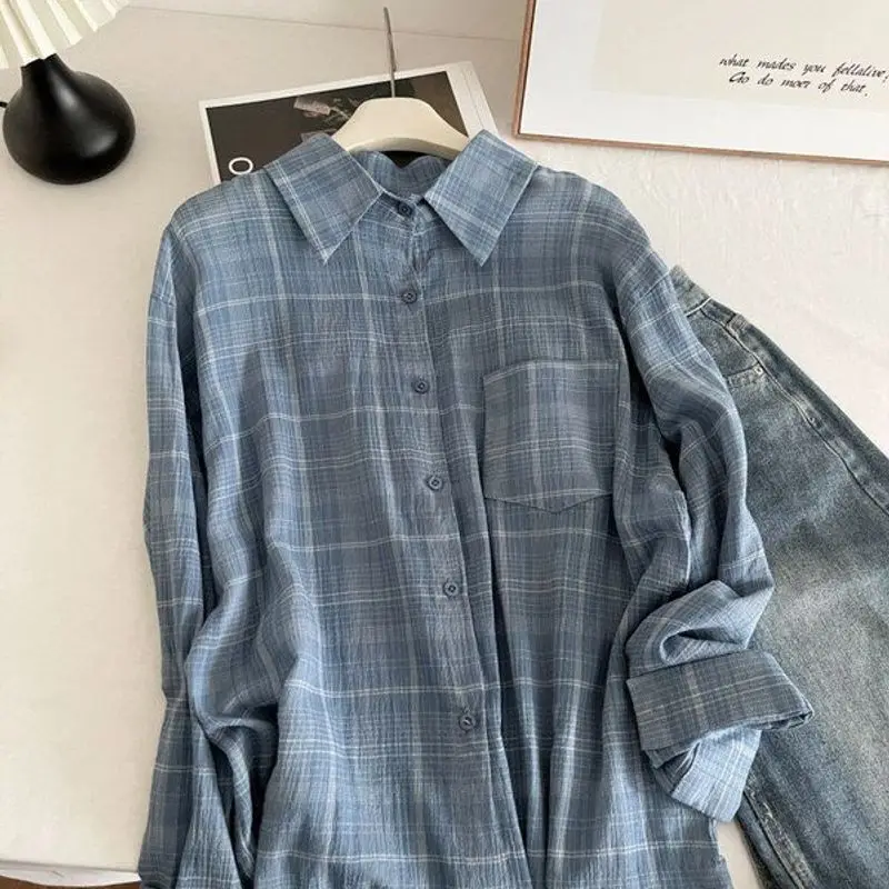 Hong Kong Style Loose Long Sleeve Women's Sun Protection Shirt Summer New Arrival Textured Outerwear  Collar Cardigan