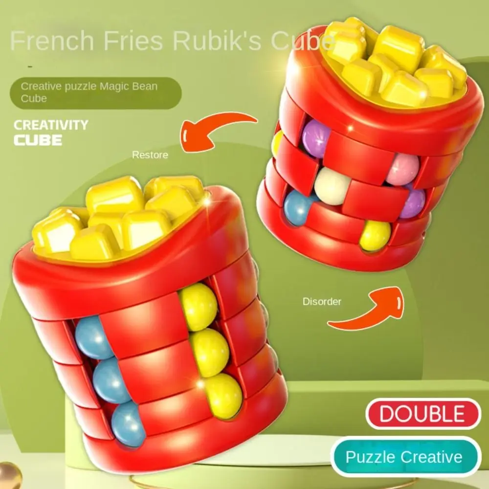 Burger Magic Bean Cube rotación patatas fritas cubo mágico juguete Flip juego múltiple juego de rompecabezas de cuentas juguete educativo para niños