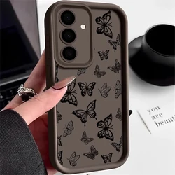 Full Screen Butterfly Case For Samsung Galaxy S24 S23 S22 Ultra Plus S21 A55 A54 A53 A52 A25 A15 A14 5G Silicone Anti Drop Cover