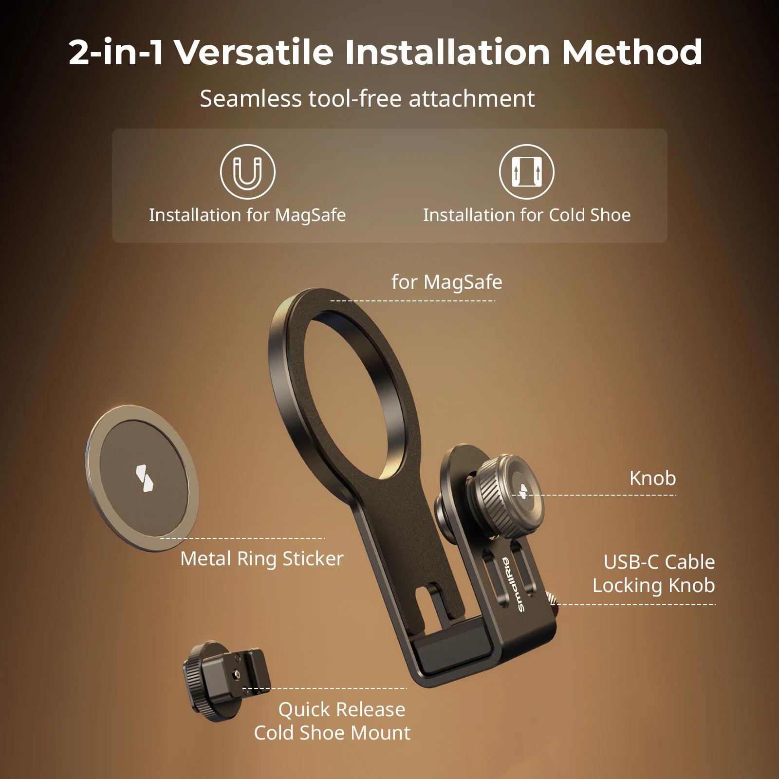 Smallrig 4779 PSSD Portable Hard Drive Clip Compatible with MagSafe and Cold Boot Cable Clip Suitable for Samsung T5 T7 Series