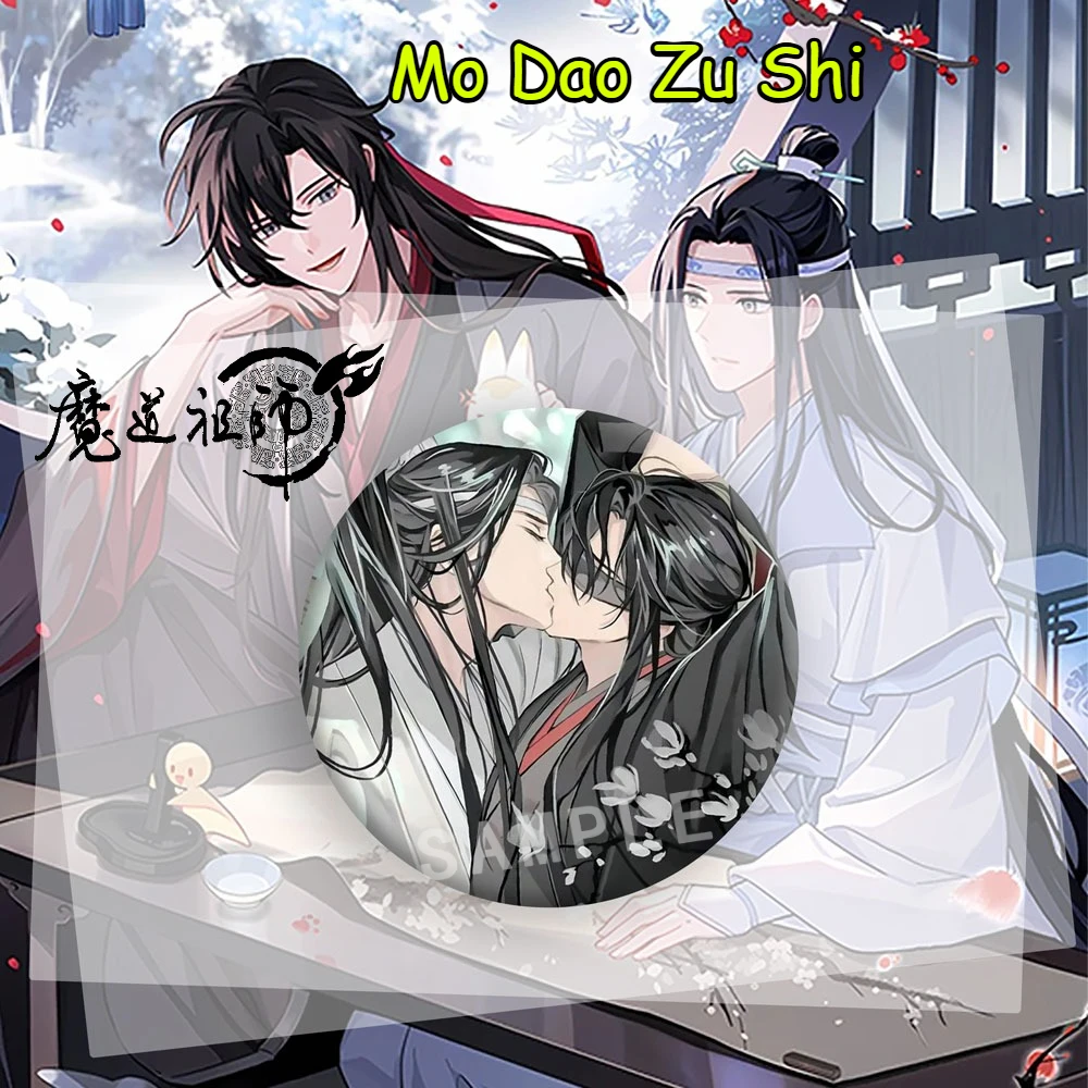 1/5 szt. Mo Dao Zu Shi 58MM Anime Merch Odznaka Wei Wuxian Lan Wangji Dekoracje do Plecaka Ubrań Zawieszki Prezent Urodzinowy dla Fana