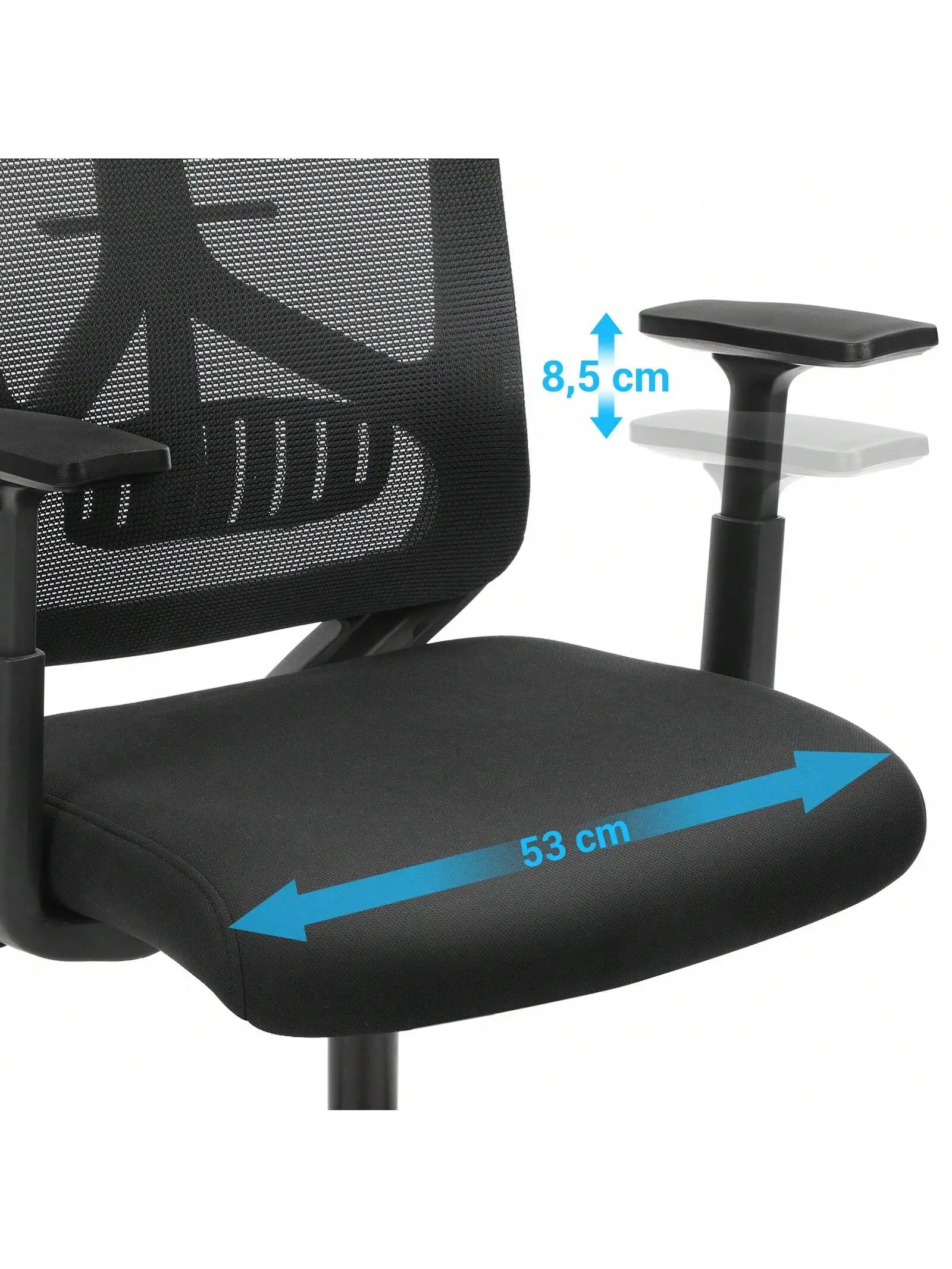 SONGMICS sedia da ufficio, sedia ergonomica, sedia da scrivania con supporto lombare, meccanismo di inclinazione, braccioli regolabili e