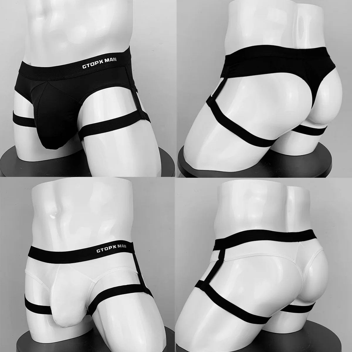 Men\'s Ice Silk Erotic Jockstrap Panties Gay Sexy Leg Strap Hip Lift Bulge Pouch T Back Thong Elastic Thin Quick Dry Fun G String