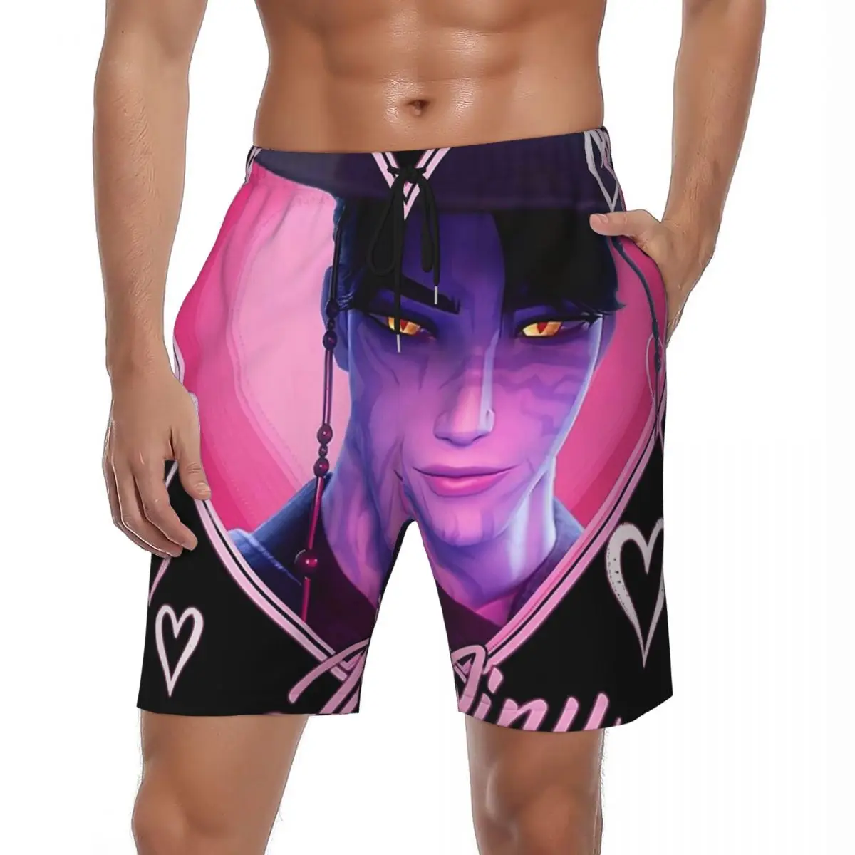 

Летние шорты для доски Man Jinu Heart KPOP Demon Hunters Anime Surfing Huntrix Пляжные шорты Y2K Быстросохнущие плавки