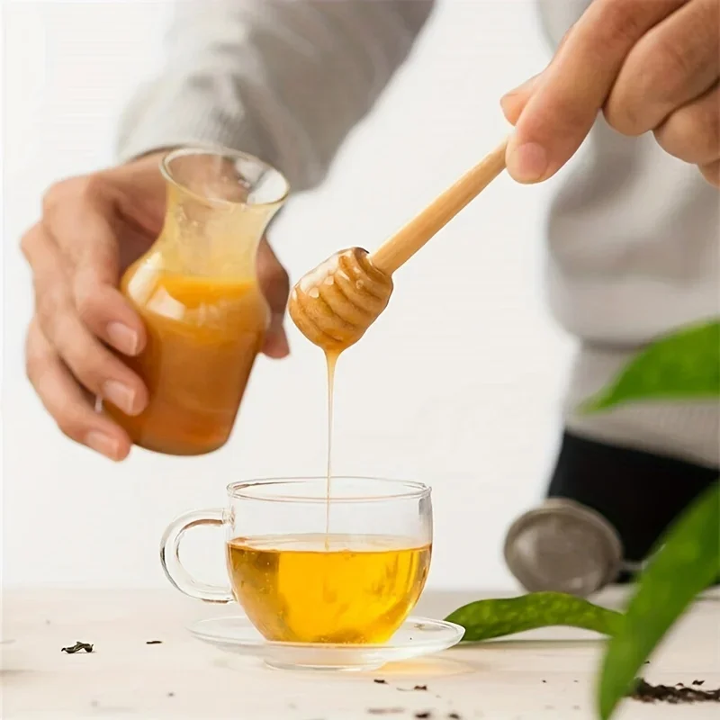 Wooden Honey Stick Mixer Stirrer Spoon Making Honey Coffee Natural Honey Stick Wooden Stirring Stick Coffee Tea Jam More Durable