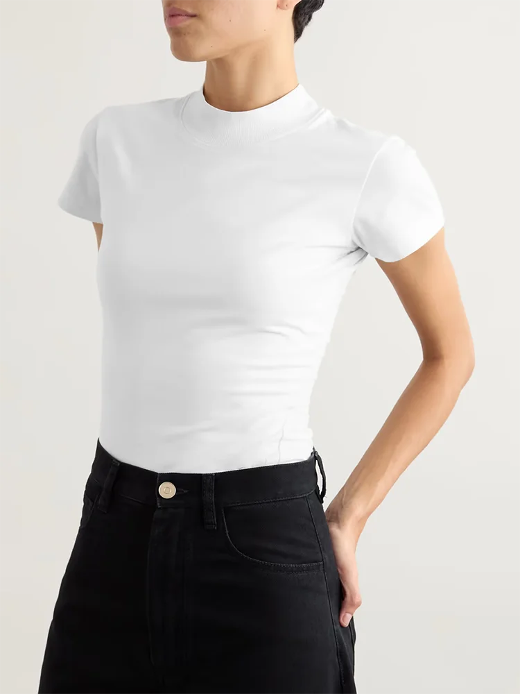 

Woman clothing y2k spring and summer letter embroidery round neck short sleeve cotton Bodysuit women2025 knitting new Women top