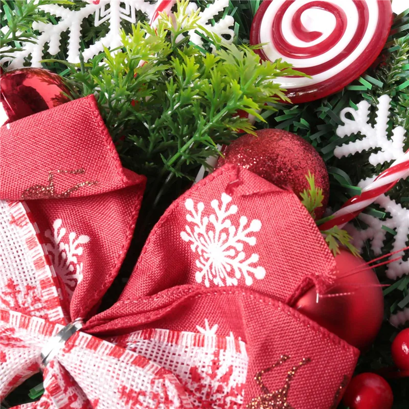 AA80-عيد الميلاد حلوى قصب إكليل للباب الأمامي عيد الميلاد درج زينة عيد الميلاد إكليل للديكور الداخلي 12X24 بوصة