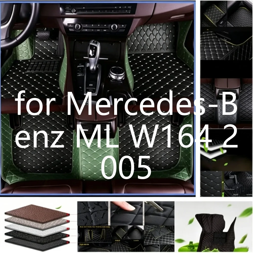 Maßgefertigte Leder-Autofußmatten für Mercedes-Benz ML W164 2005–2011 5-Sitzer, wasserdicht, rutschfest, verschleißfest, leicht zu reinigen, Auto-Innenraum-Schutzteppiche, Zubehör 2493