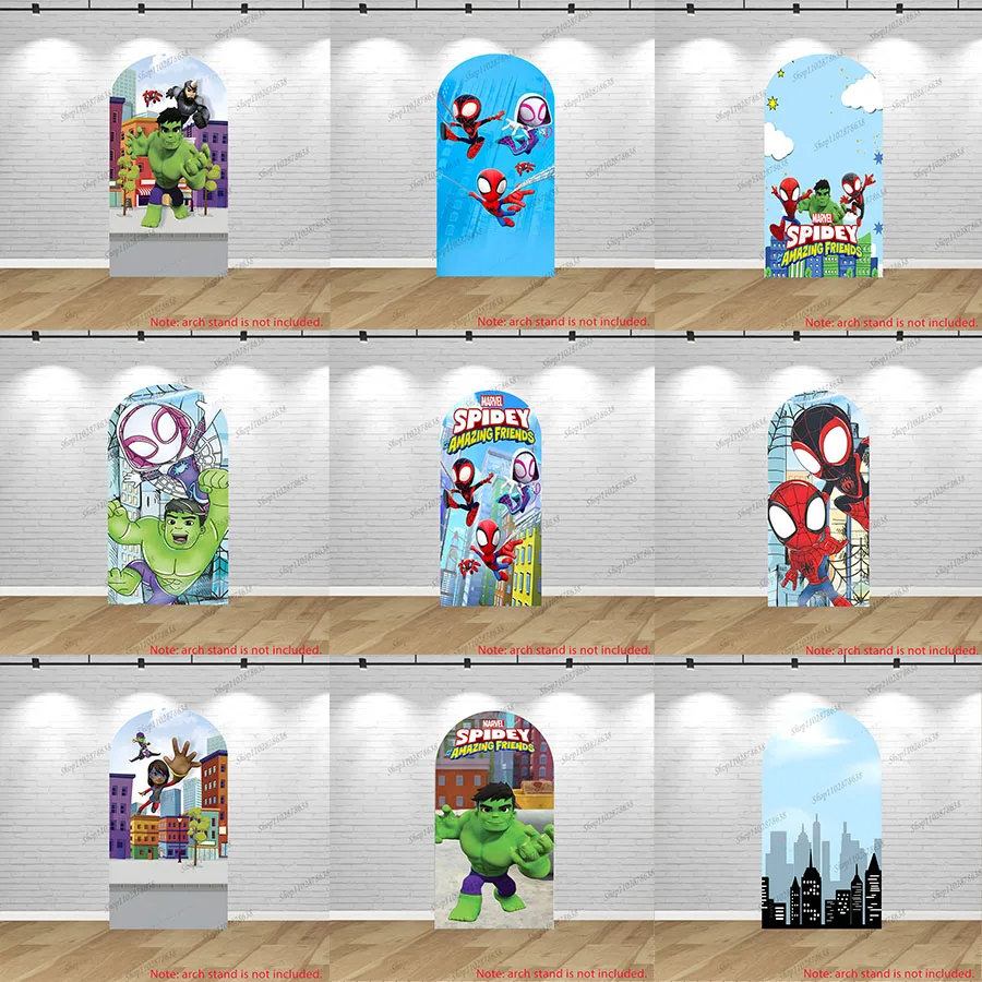 

Фон для фотосессии в виде арки с изображением Человека-паука и его удивительных друзей, полиэстер, для детского праздника или дня рождения, с изображением Человека-паука