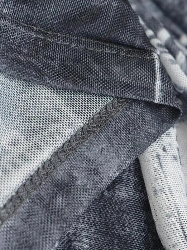 เสื้อยืดเซ็กซี่รัดรูปสไตล์อเมริกัน ลายมัดย้อมแบบย้อนยุค ผ้าสองชั้น จับจีบเอวผูกโบว์  สำหรับฤดูร้อน สไตล์สตรีทแฟชั่น