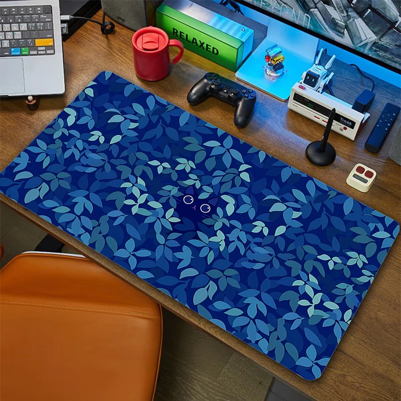 Gato bonito Gaming Mouse Pad, Grama Da Planta, Kawaii Mausepad, Tapete De Mesa, Almofadas De Teclado Grandes, Tapetes De Mesa Do Computador, XXL Mousepad