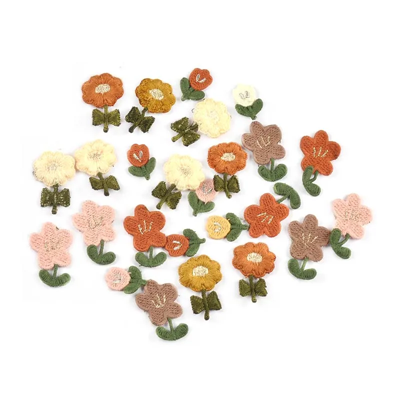 20Pcs 14-33mm Mixed Color Flower Embroidered Patches For DIY Hair Pins Clothes Appliques Sewing Accessroies Handmade Decor C3771