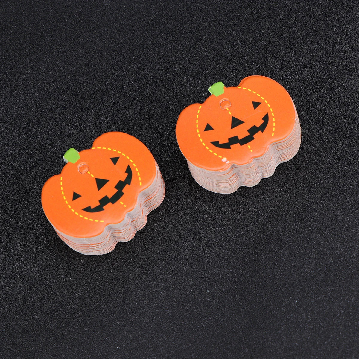 

100 Pcs Trick or Treat Craft Tags Pumpkin Jewelry Halloween Hanging Paper DIY with Pre-cut Holes