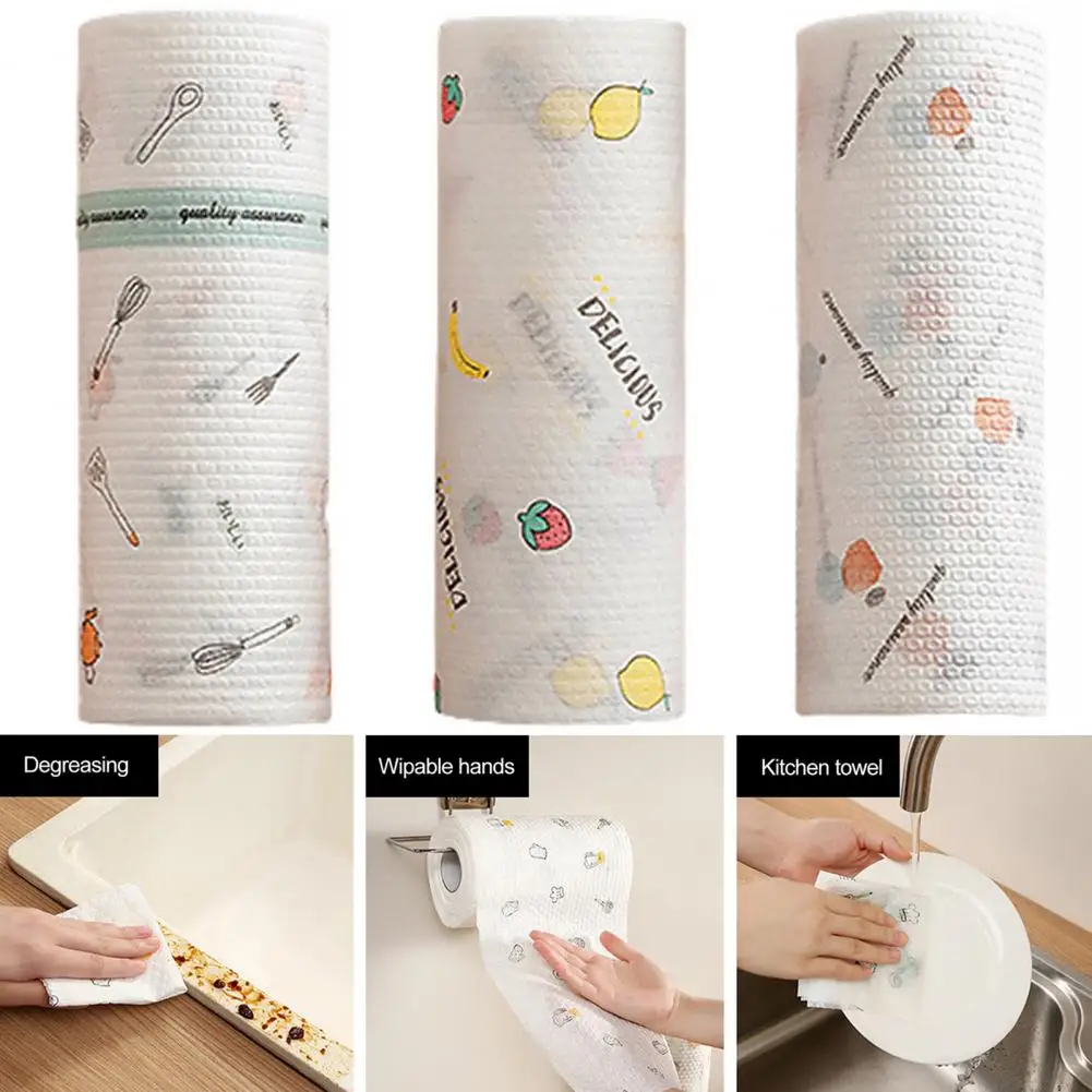 Kitchen Paper Towel Roll Soft Kitchen Paper Towel Super Absorbent Kitchen Paper Towels 50/100/200pcs/roll Dual Use Food Grade