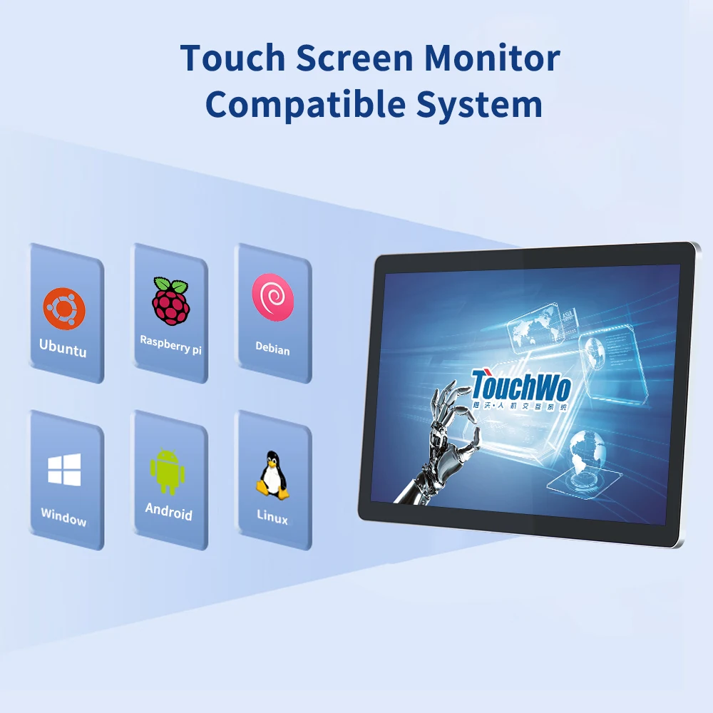 TouchWo-Monitor de pantalla táctil montado en la pared, 8 a 65 pulgadas, USB, HDMI, VGA, para ordenador portátil, Monitor de pantalla táctil para