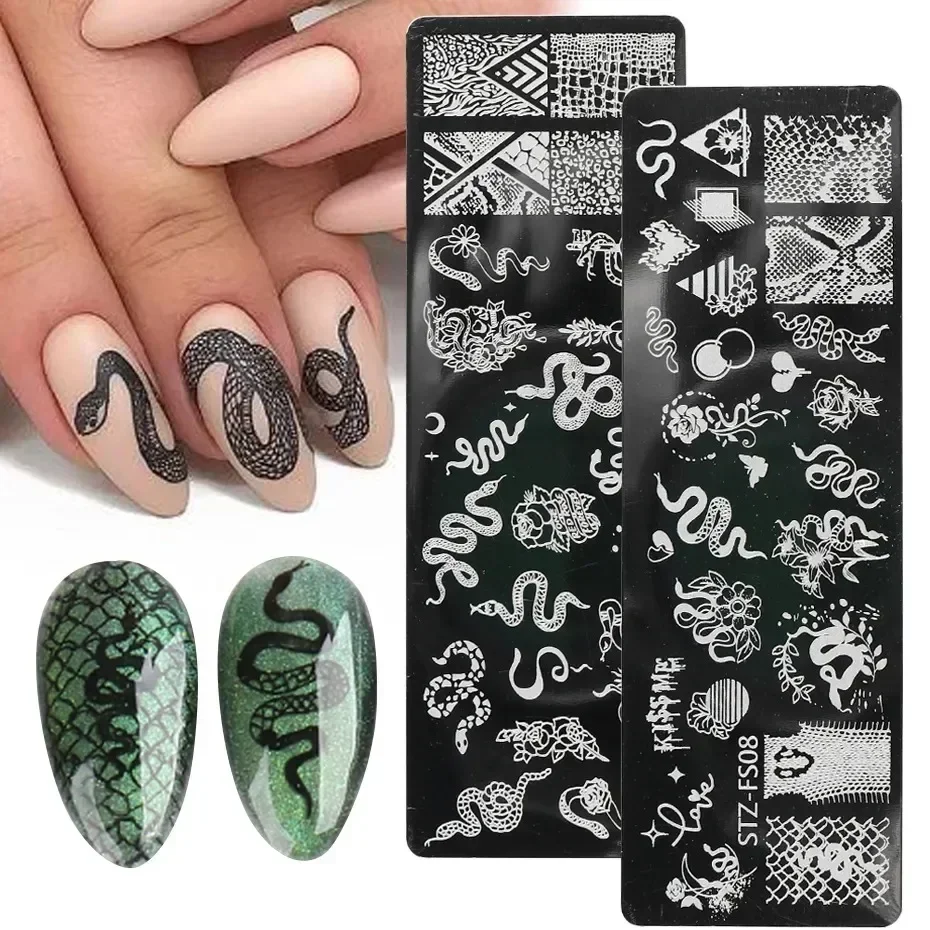 1 Piece Wild Animals Nail Art Stamping Plate Leopard Tiger Snake Stamp Template Butterfly