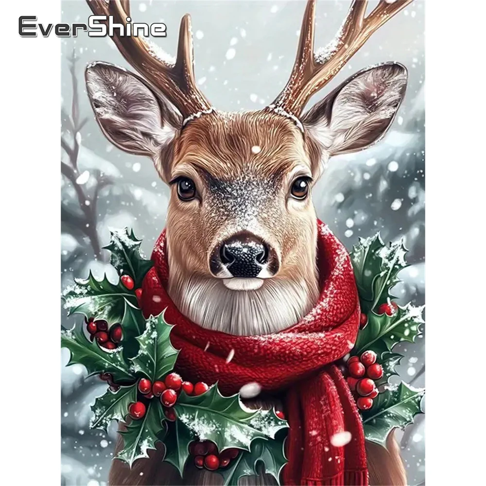 Evershine 5D DIY Diamant Mosaik Hirsch Tier Muster für Erwachsene Anfänger Diamant Malerei Winter Stickerei Weihnachtsgeschenk