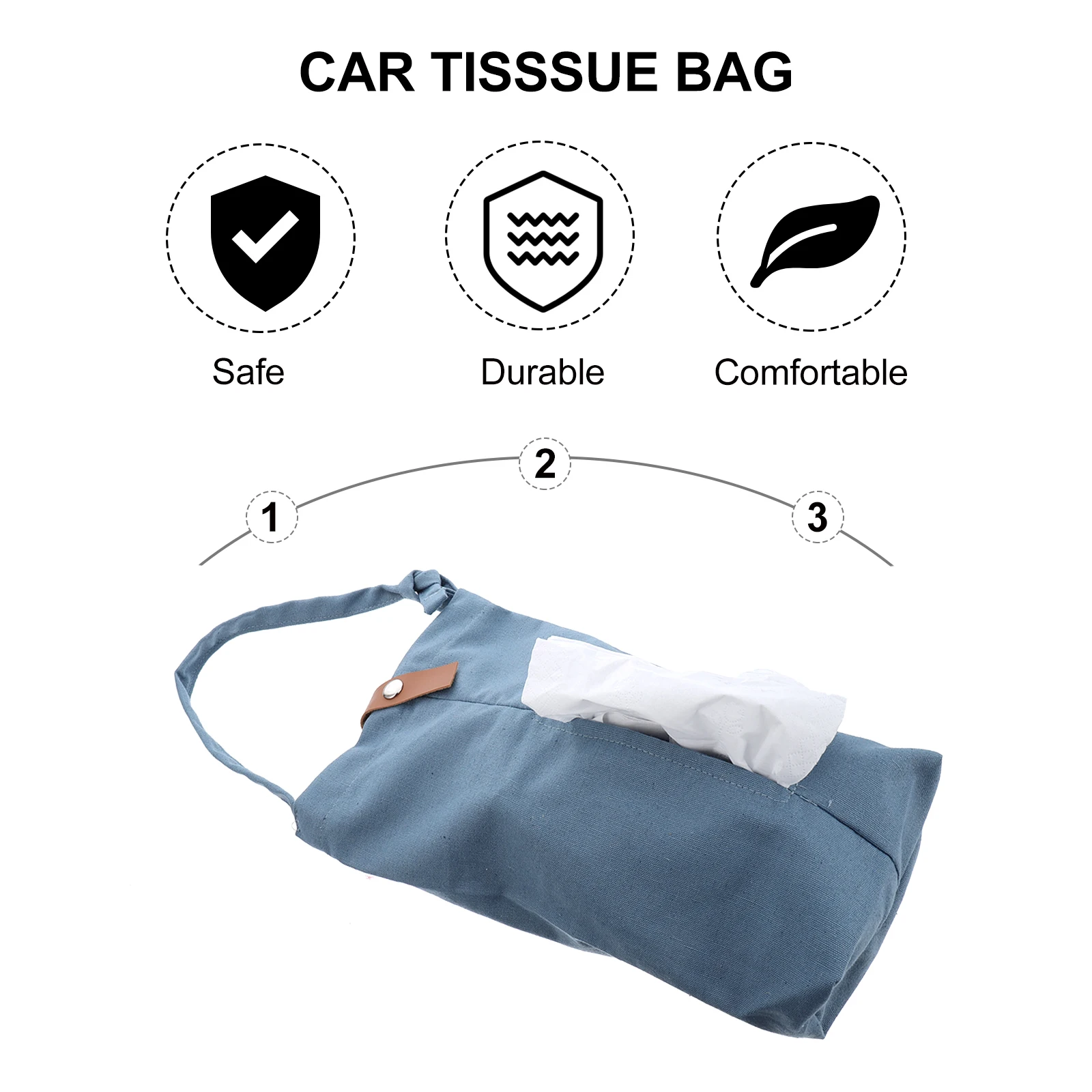 

Car Tissue Bag Backseat Holder Durable Canvas Material Bathroom Bedroom Kids Room Practical Long Lasting Use Wall Hanging Tissue