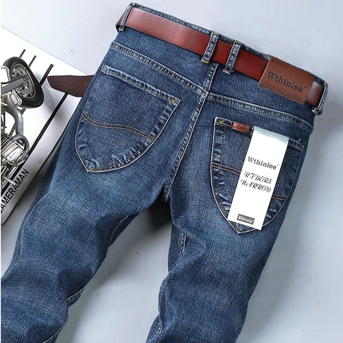 Pantalones Vaqueros de Mezclilla de Alta Calidad para Hombre, Marca Top 2026, Lavados, para las Cuatro Estaciones, Estilo Casual de Negocios, Cintura Alta
