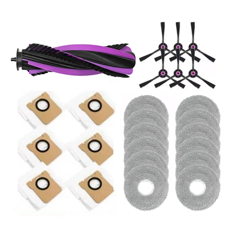 TCF-For JONR P20 Pro روبوت فراغ 25 قطعة أجزاء الملحقات-استبدال قابل للغسل الجانب الرئيسي فرشاة ممسحة القماش كيس لجميع الغبار مرفق