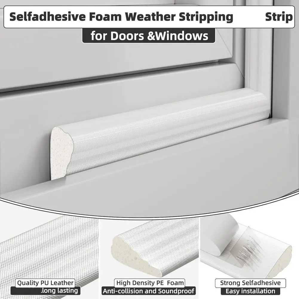 5m Universal Door and Window Closure Strip Winter Insulation and Windproof Sealing Strip Self Adhesive Foam Rubber Strip Tape