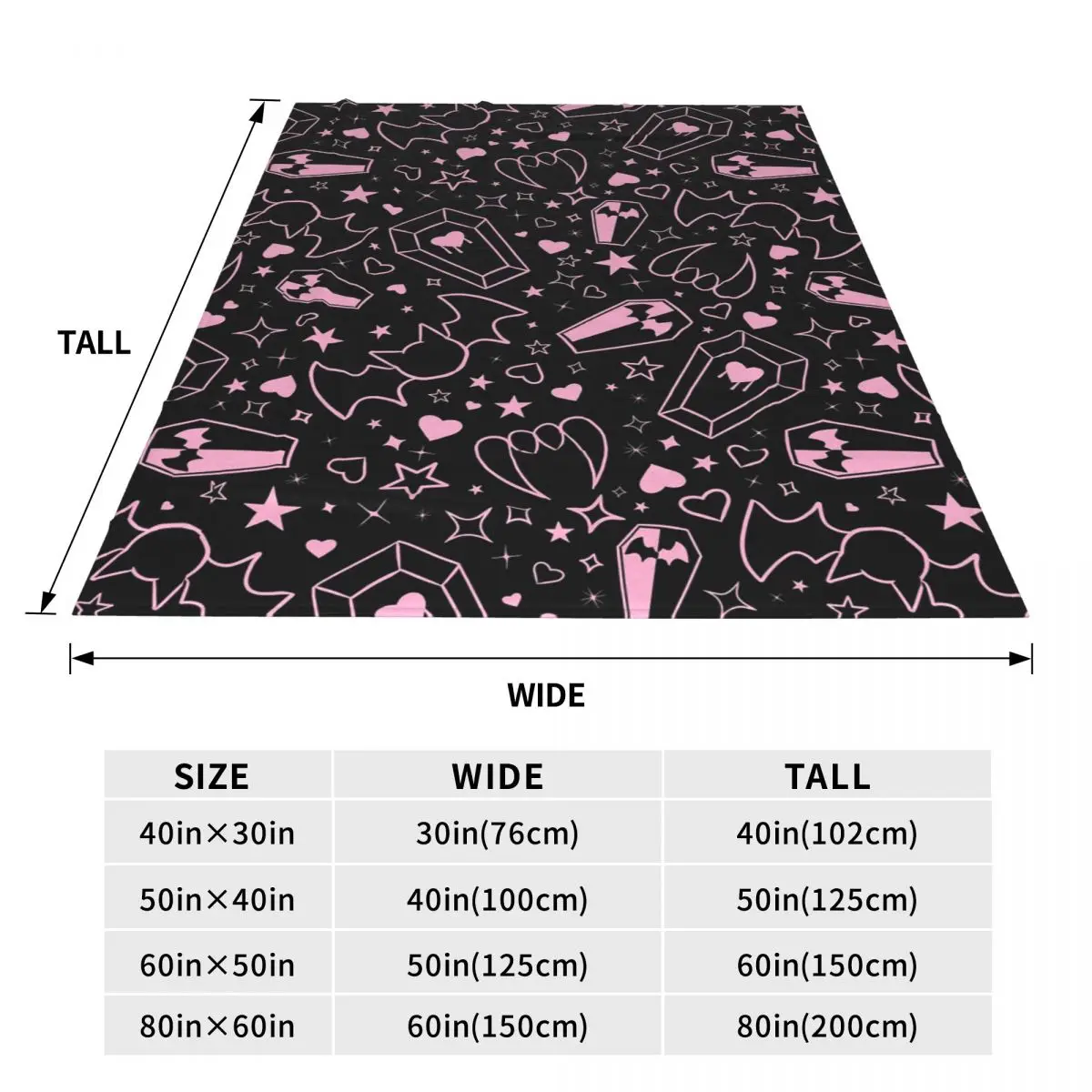 Draculaura Goth Vampire With Fangs Coffins Bats Blanket Soft Warm Flannel Throw Blanket Cover for Bed Travel Home Couch