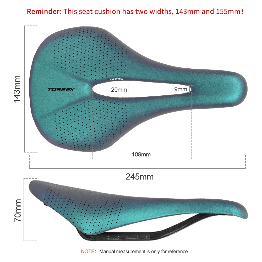 TOSEEK Carbon Fiber Cycling Saddle 245*143mm 245*155mm Bicycle Seat Cushion Comfortable Breathable Road Mountain Bike Saddles