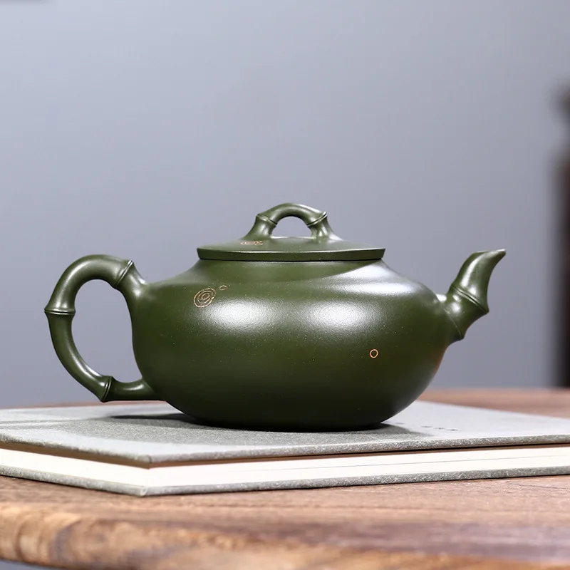 Dropshipping Yixing Pure Handmade Raw Ore Purple Teapot Green Clay Ruizhu High-End Tea Set
