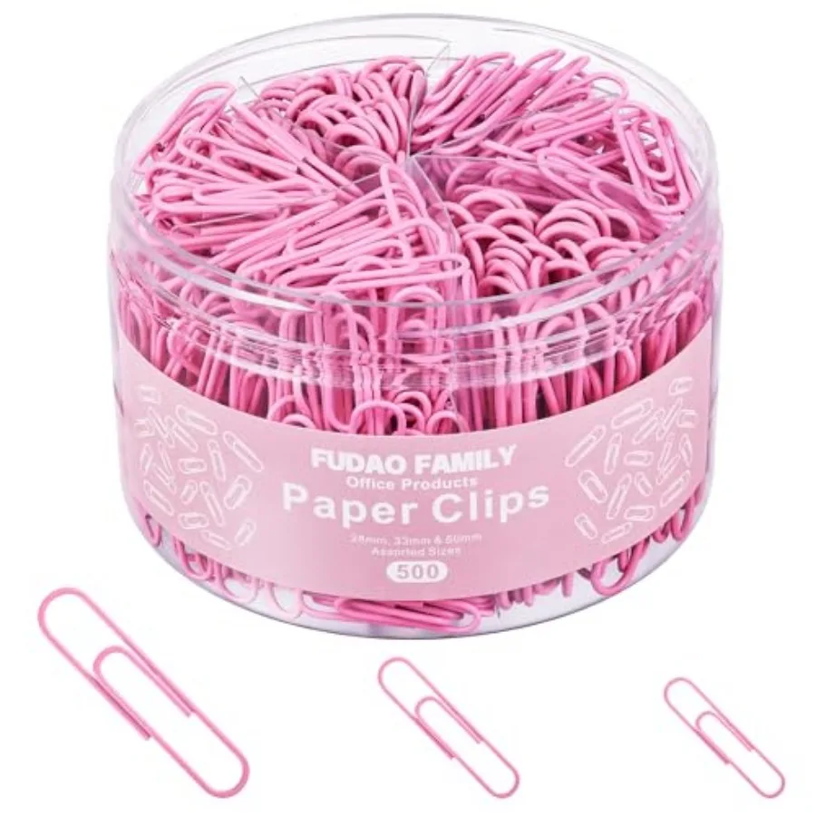 

500pcs Paper Clips Assorted Sizes, Small, Medium and Large 1.1inch, 1.3inch and 2inch Paper Clips, Vinyl Coated Paperclips for