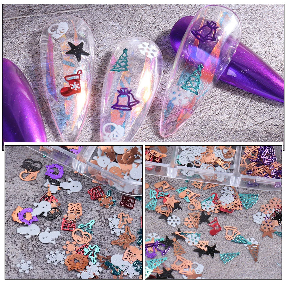 

2 Boxes Xmas Themed Nail Sticker Creative DIY Nail Art Charm Manicure Ornament Party Use Manicure Sticker