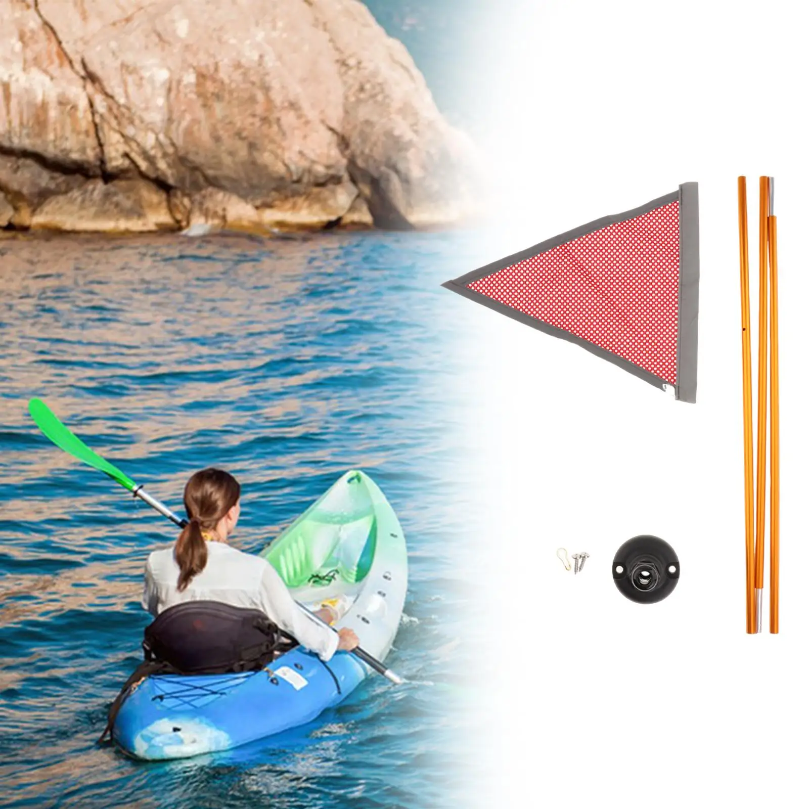 

Kayaking Visibility Kit with Stable Base Easy Installation Sturdy High Visibility Accessories 4ft Flag for Dinghies Canoes