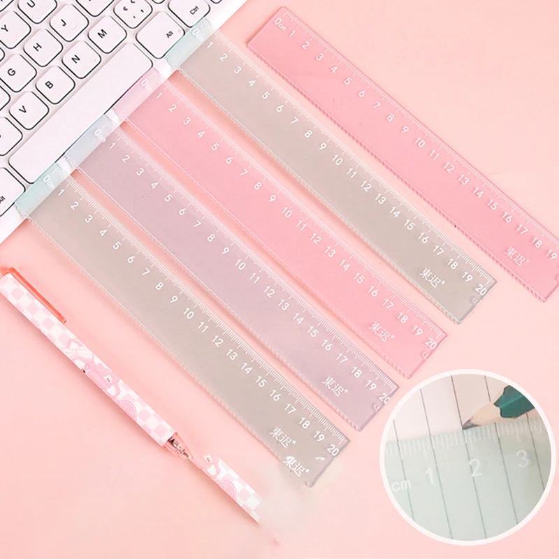 Simple Color Scheme 20cm Jelly-Colored Ruler Back-To-School Season Student Stationery And Supplies For Students