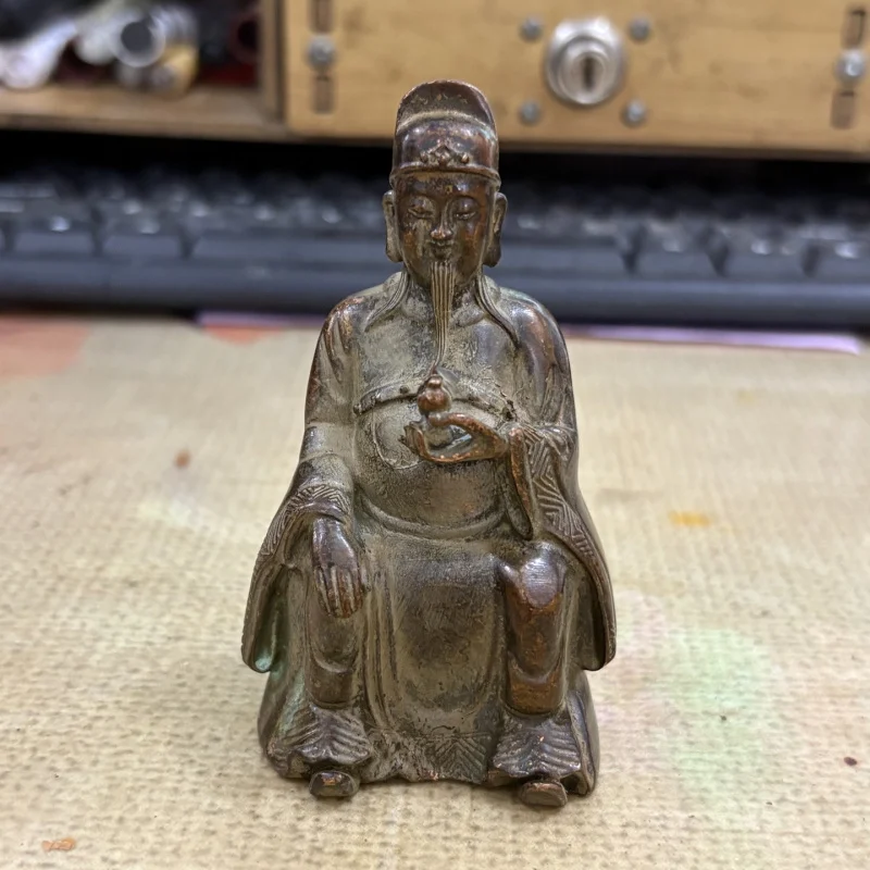 Vintage , brass God of Wealth crafts, decorative objects, small items, cultural and creative products, New Year's market st