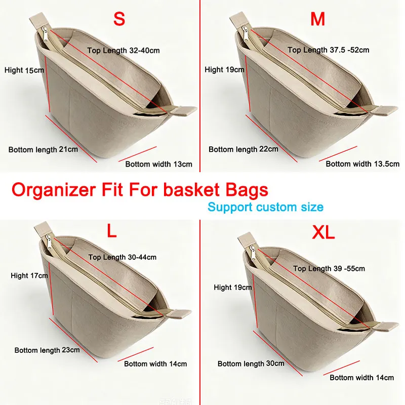 Wide Top Narrow Bottom Insert Organizer For Woven Straw BASKET Bucket Bags , Tote Bag Purse Shaper Inner Liner Handbag Organizer view 3
