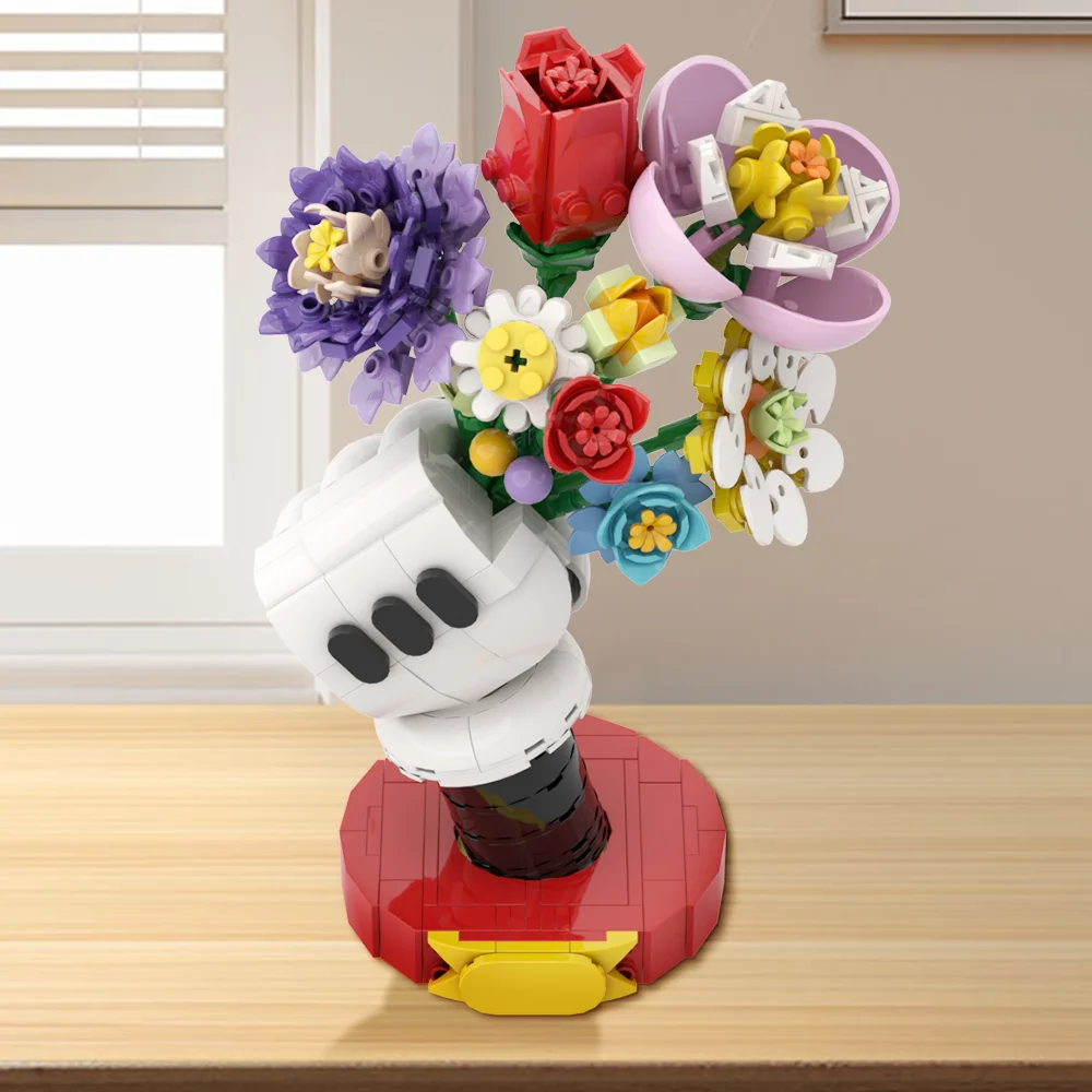

338 PCS MOC Hand Bouquet Block Model Creative Series Of Blocks Brick Toys Decorative Ornaments Children's Toys Puzzle Toys Gift